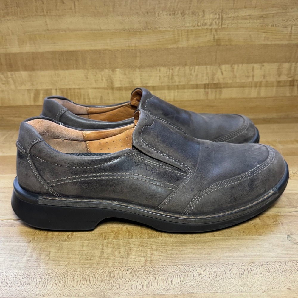 ECCO Mens Fusion Slip On Brown Leather Loafers Moc Toe Shoes 50011402072 Size 45